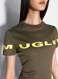 T-shirt avec logo Mugler - Kaki & Lime