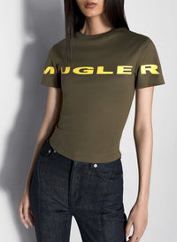 Mugler logo T-shirt – Khaki & Lime