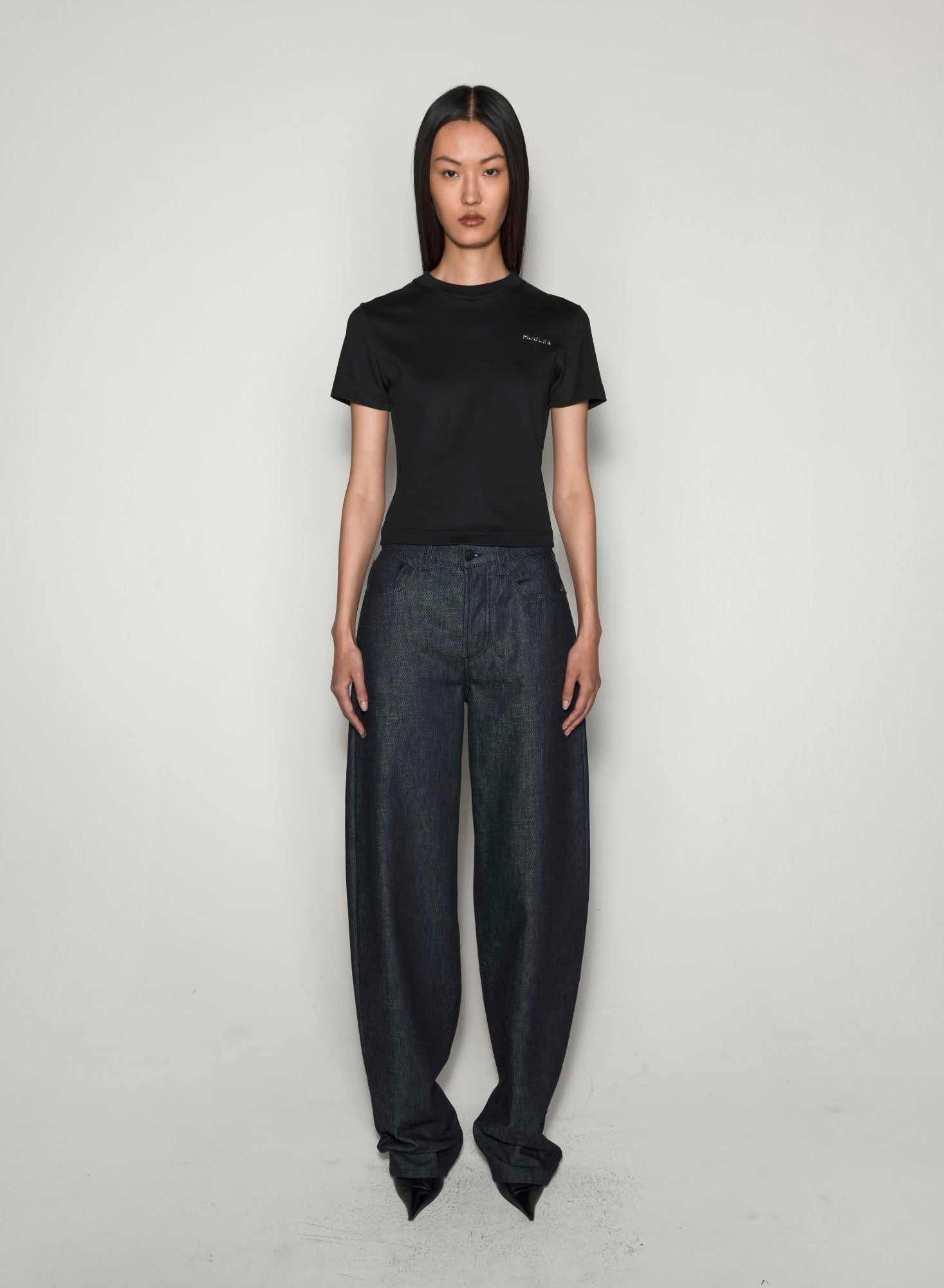 BLACK MUGLER SIGNATURE LOGO T-SHIRT