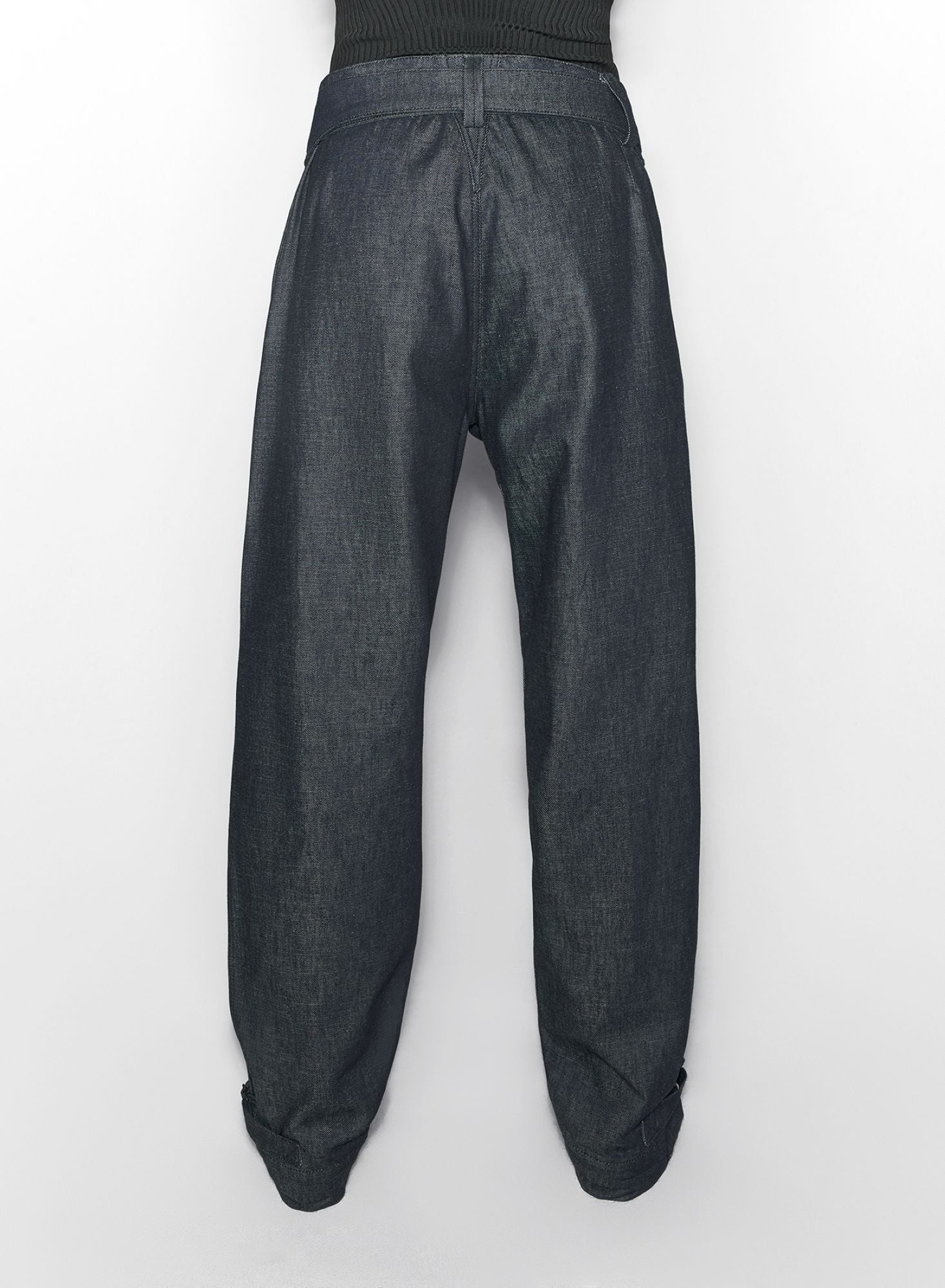 BELTED WIDE-LEG RAW DENIM JEANS