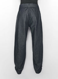 Jean large ceinturé en denim - Raw Blue