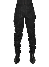 WAX SHINY BLACK // waxed black spiral baggy jeans