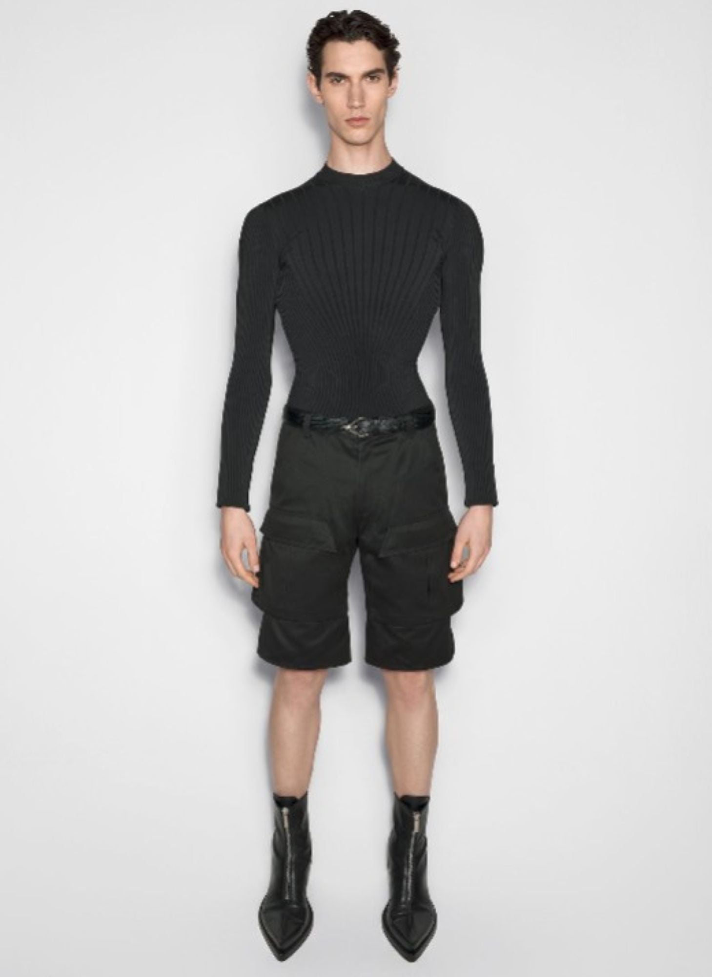 RAW BLUE BI-MATERIAL DENIM SHORTS