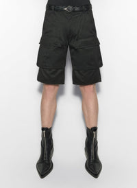 RAW BLUE BI-MATERIAL DENIM SHORTS