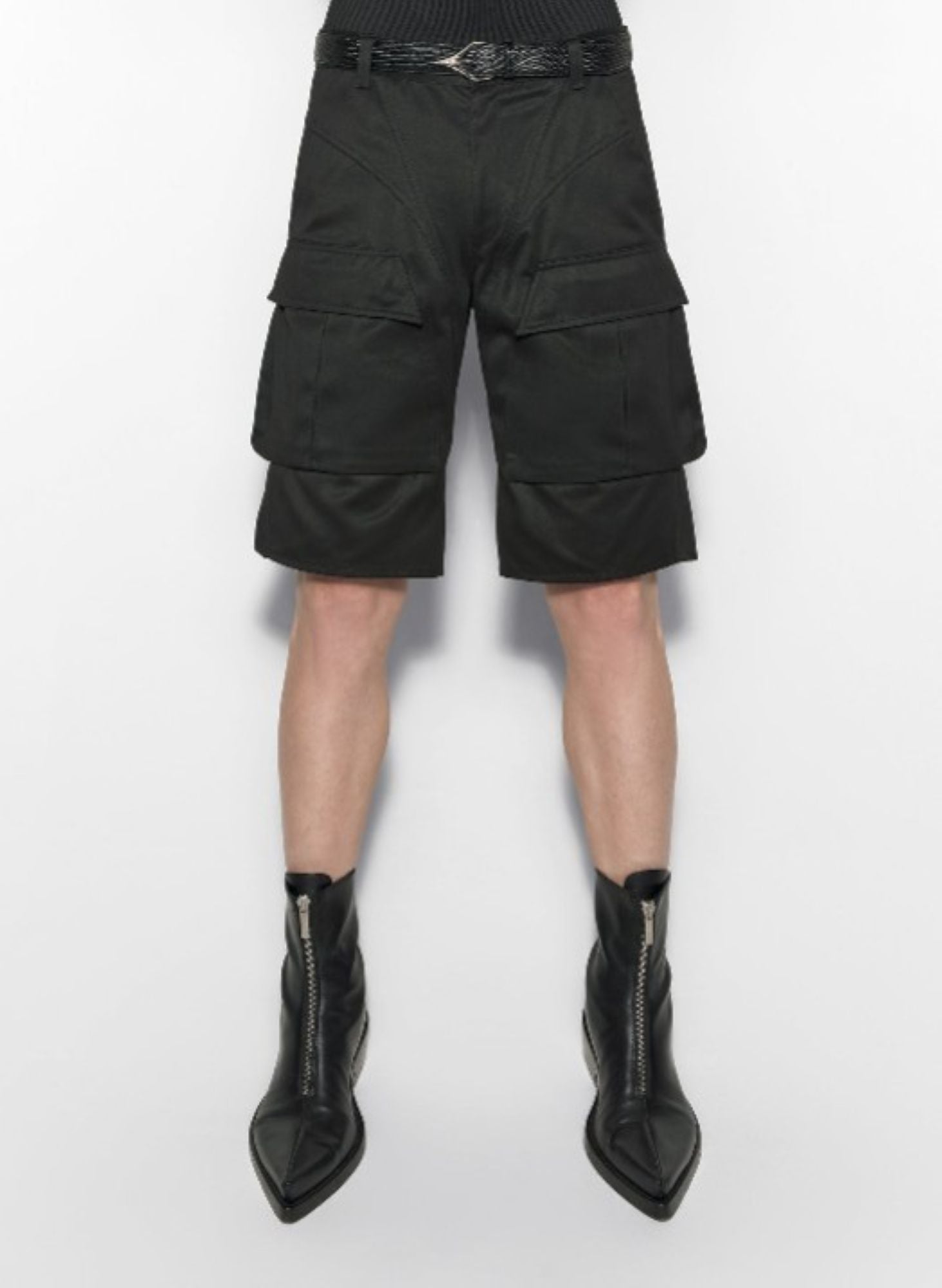 RAW BLUE BI-MATERIAL DENIM SHORTS