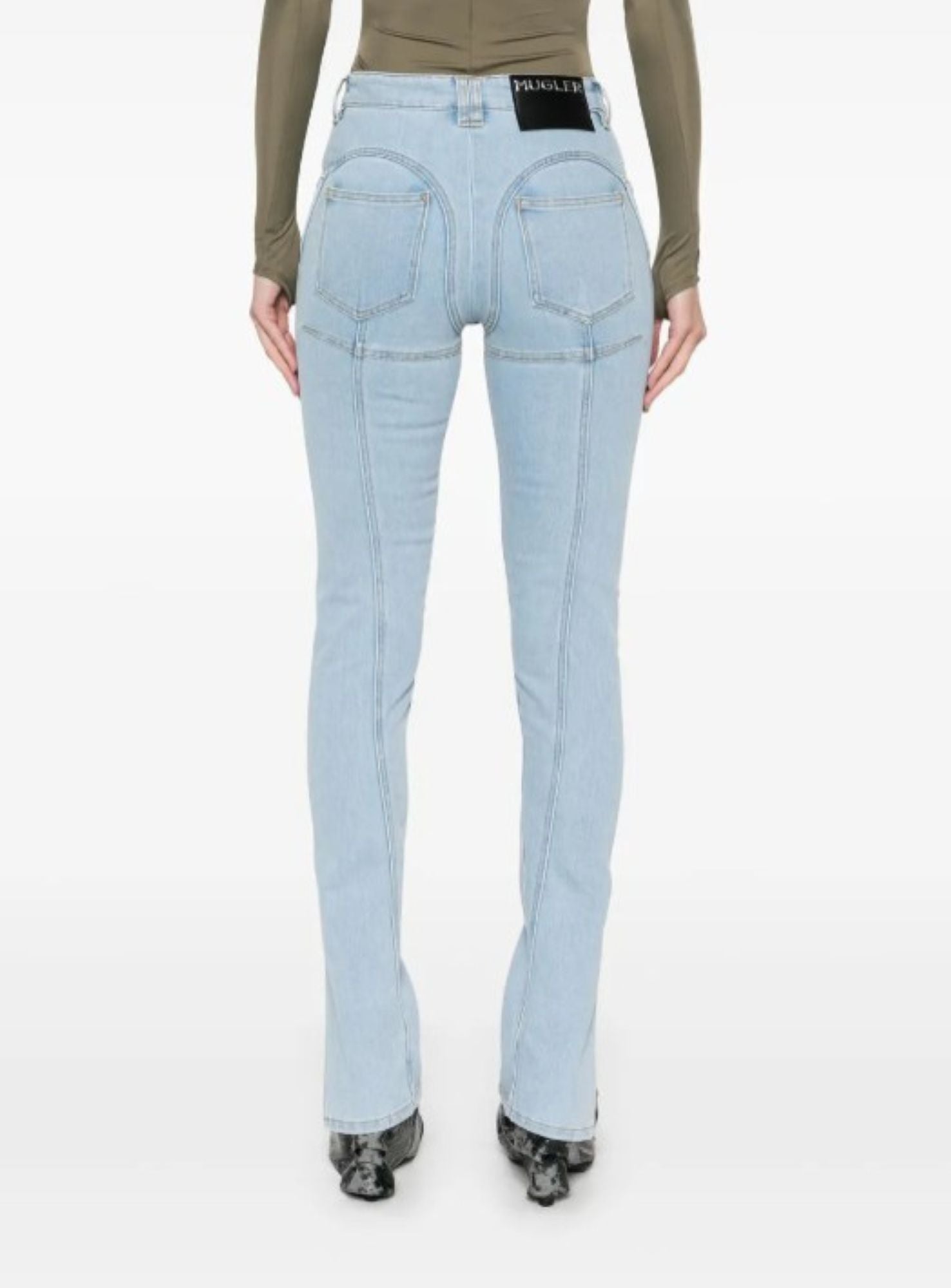 MEDIUM BLUE SLITTED SKINNY JEANS