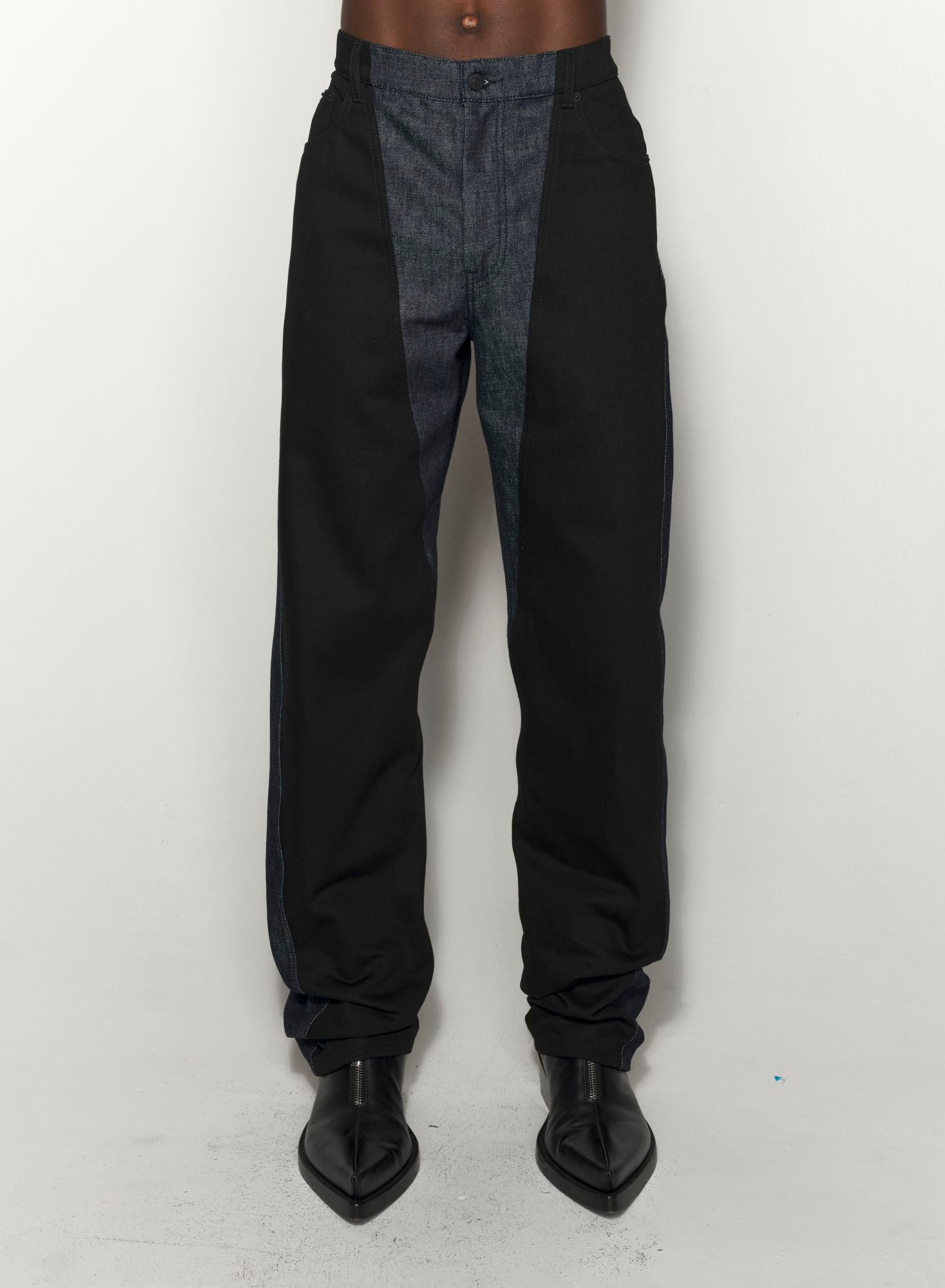 RAW BLUE BI-COLOR STRAIGHT LEG JEANS