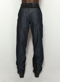 RAW BLUE BI-COLOR STRAIGHT LEG JEANS