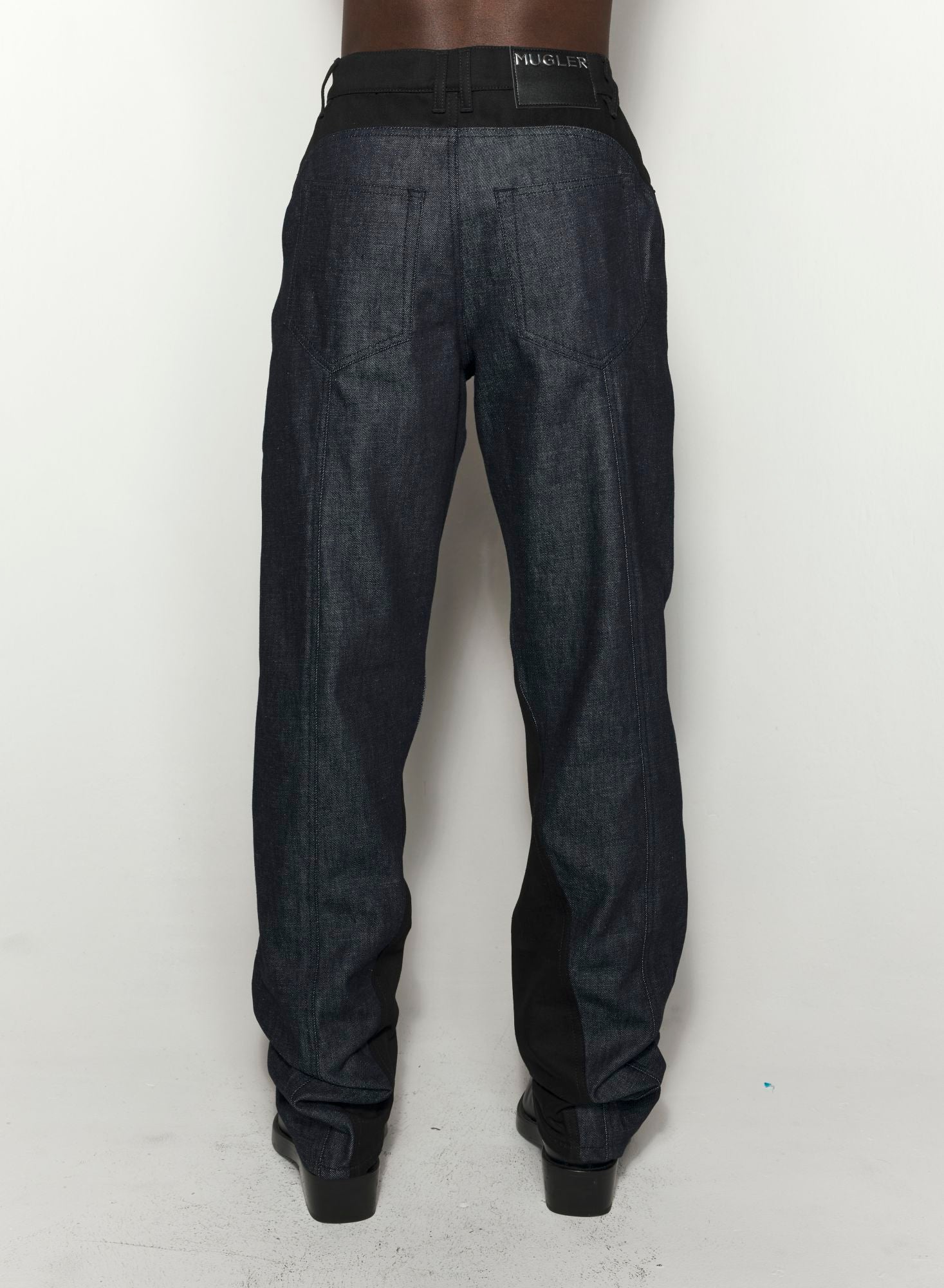 RAW BLUE BI-COLOR STRAIGHT LEG JEANS