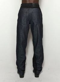 RAW BLUE / BLACK // raw blue bi-color straight leg jeans
