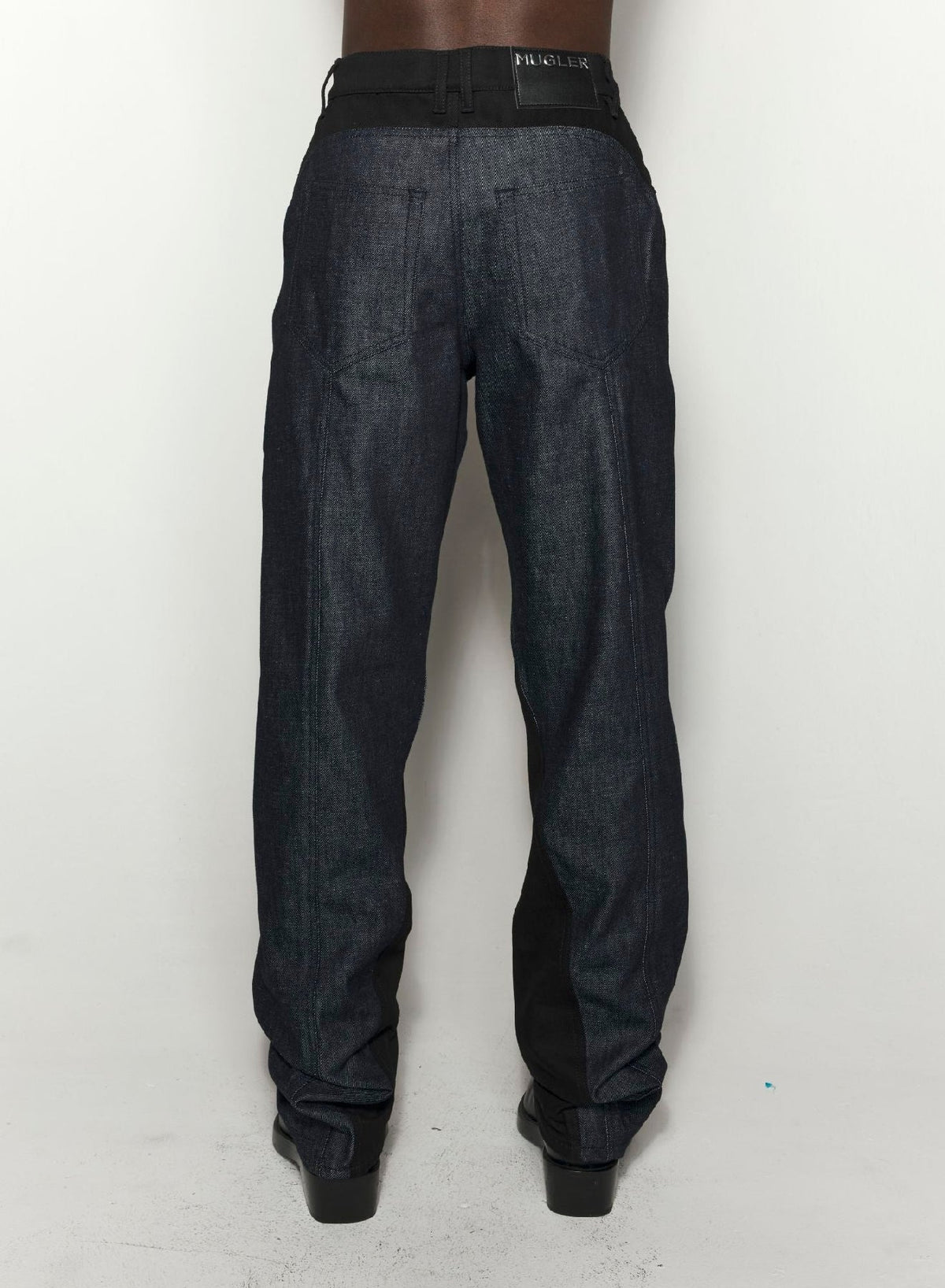 RAW BLUE / BLACK // raw blue bi-color straight leg jeans