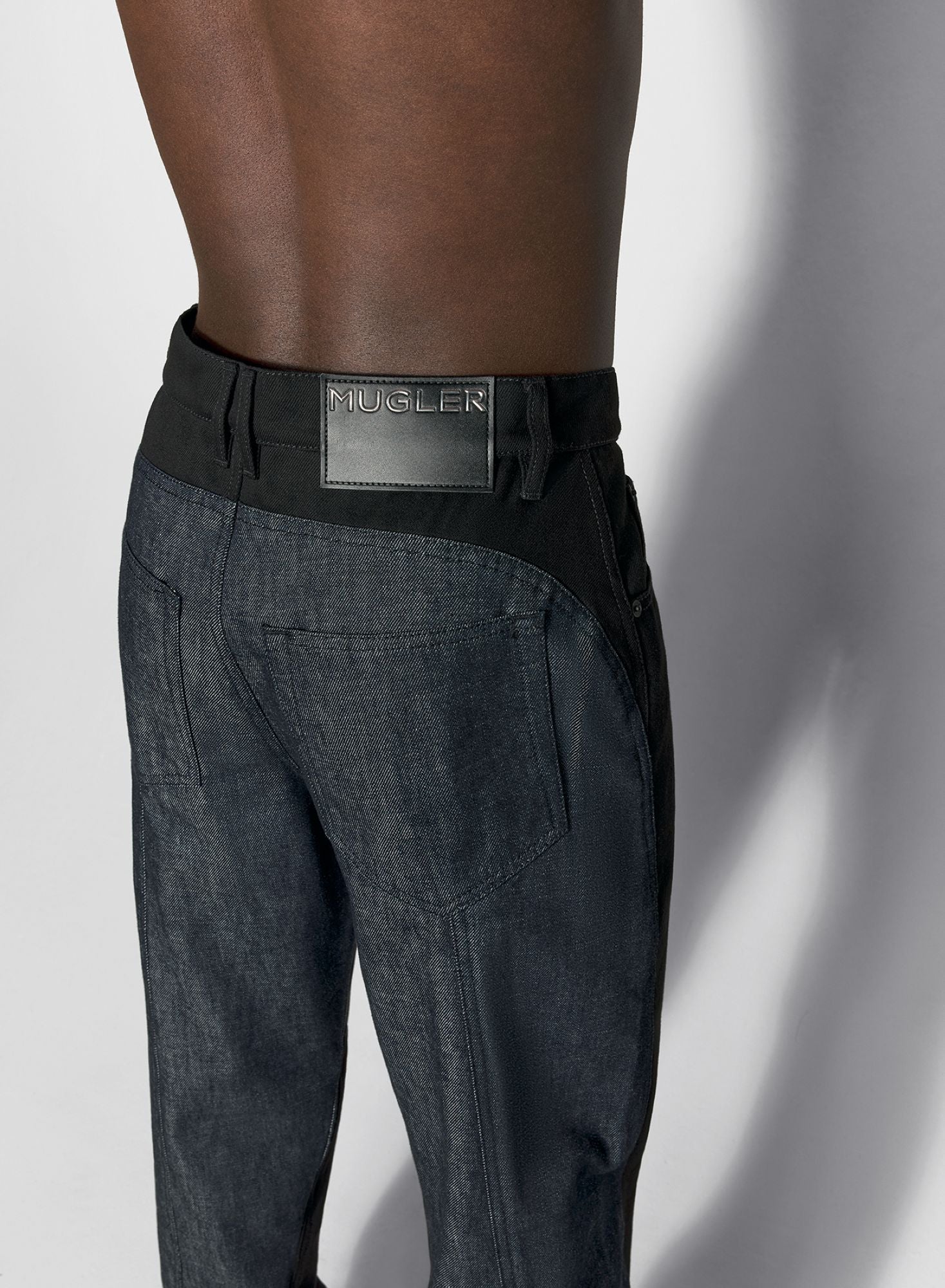 RAW BLUE BI-COLOR STRAIGHT LEG JEANS