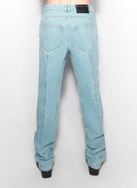 MEDIUM BLUE // blue straight leg jeans