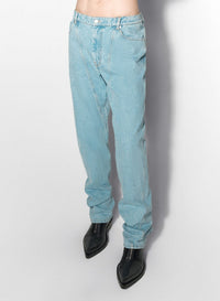 MEDIUM BLUE // blue straight leg jeans