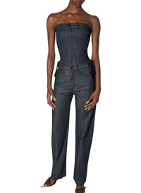 RAW BLUE // raw blue laced-up straight leg jeans