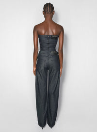 RAW BLUE // raw blue laced-up straight leg jeans