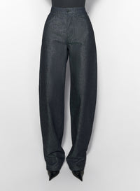 Jean brut à lanières et jambes larges - Raw Blue