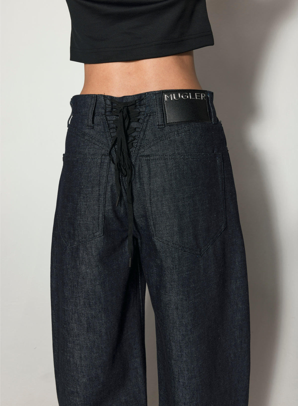 Jean brut à lanières et jambes larges - Raw Blue