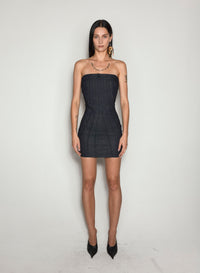RAW BLUE SPIRAL DENIM BUSTIER DRESS