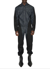 RAW BLUE / BLACK // raw blue bi-color denim jacket