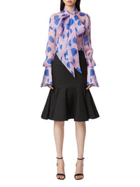 Wool peplum midi skirt - Black