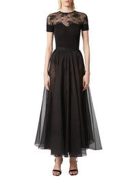 Long voluminous silk skirt - Black