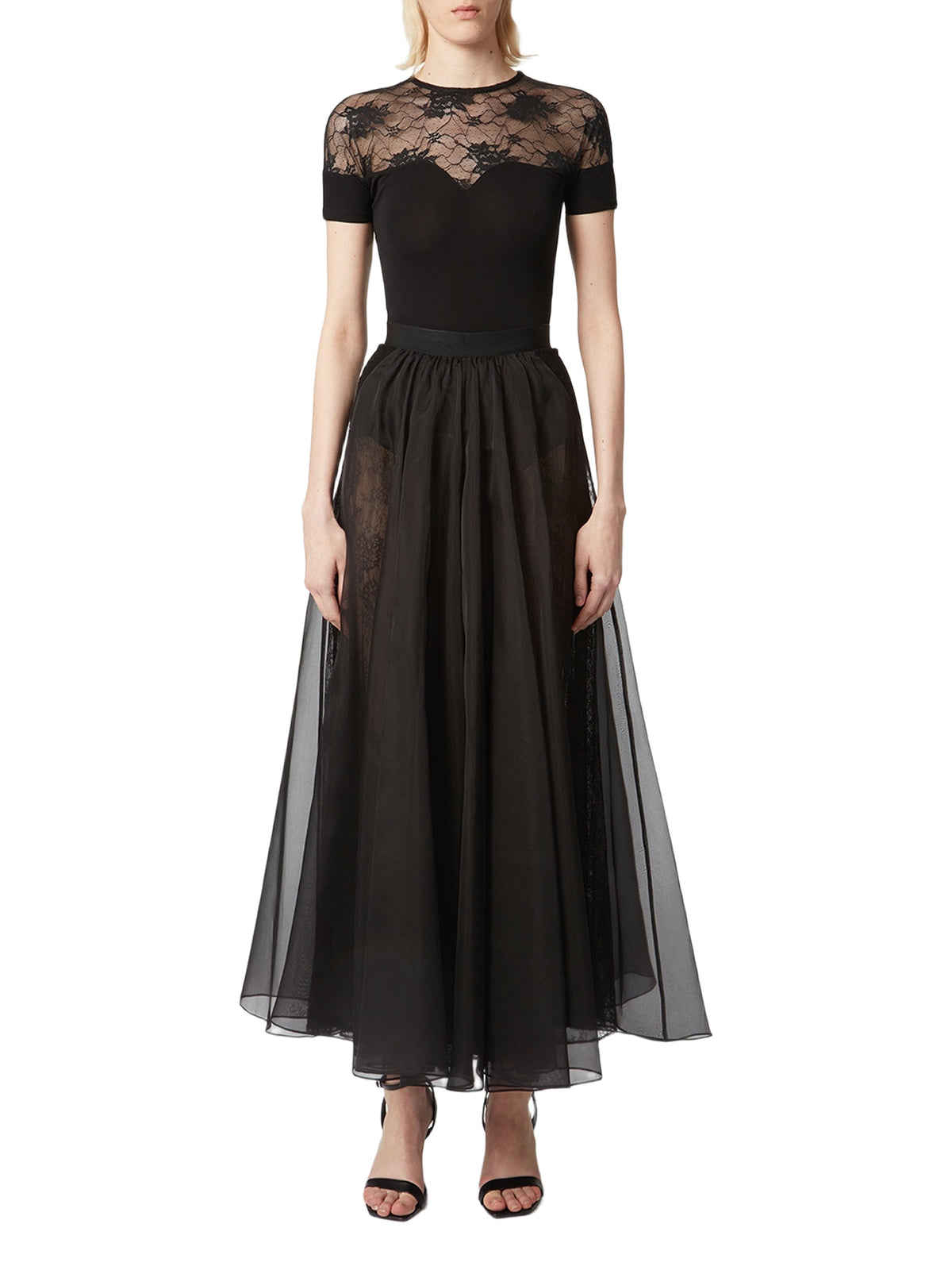 Long voluminous silk skirt - Black