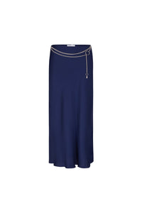 BLUE NAVY LONG SKIRT IN SATIN