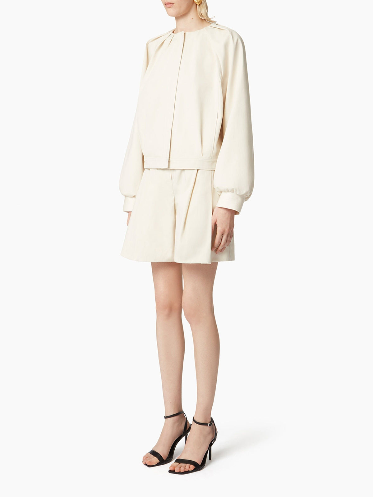 BLOUSON AVIATEUR COURT EN COTON - Beige