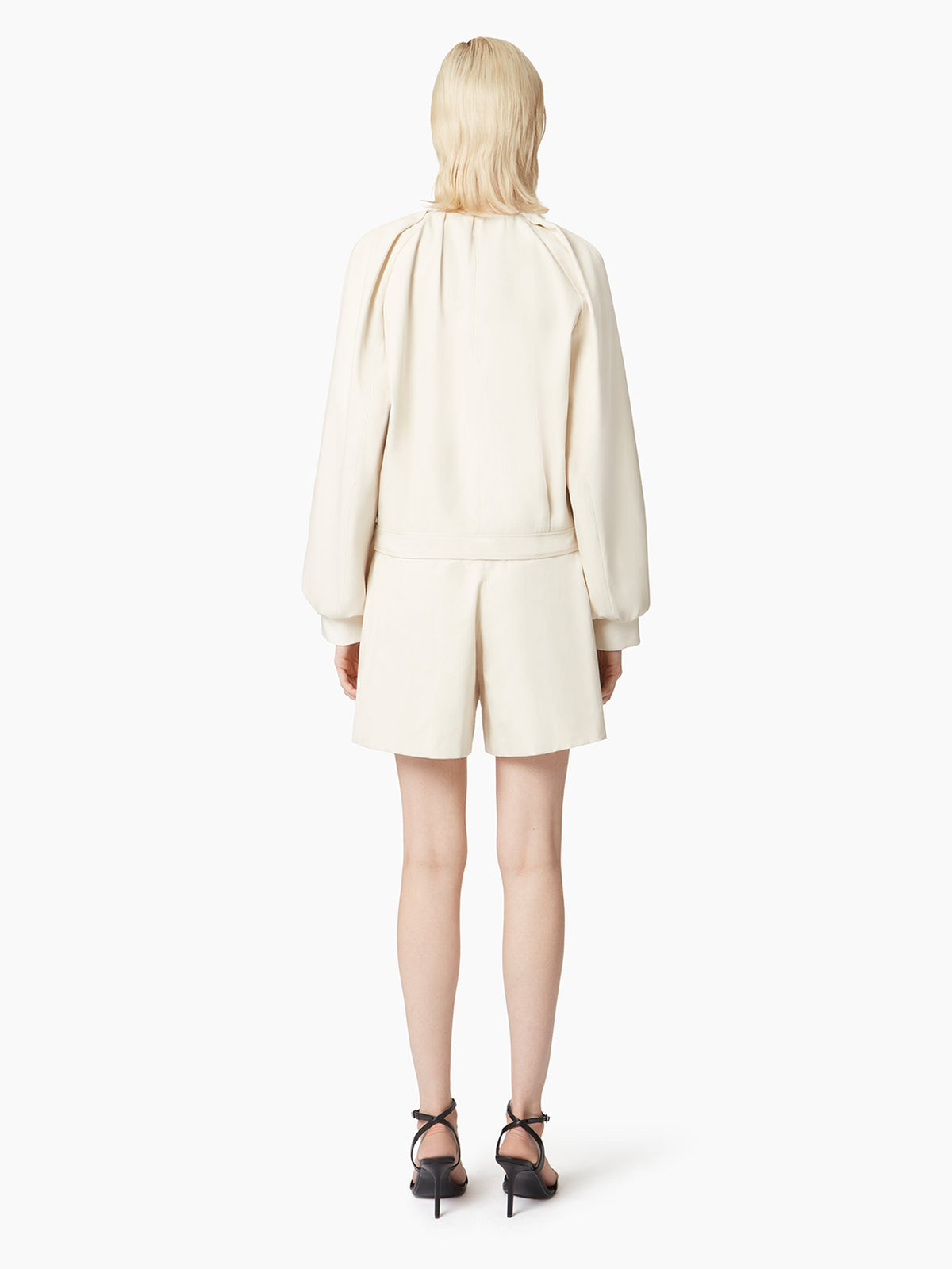 BLOUSON AVIATEUR COURT EN COTON - Beige