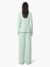 PANTALON À JAMBES LARGES PLISSÉES - Vert