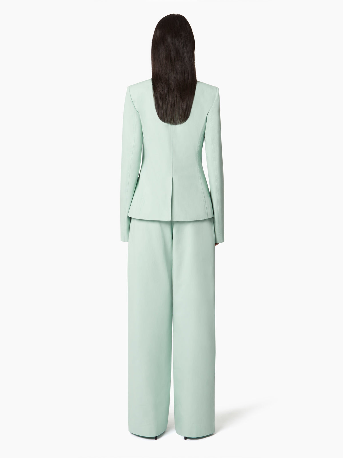 PANTALON À JAMBES LARGES PLISSÉES - Vert