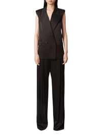 Pleated Wide-Leg Pants - Black