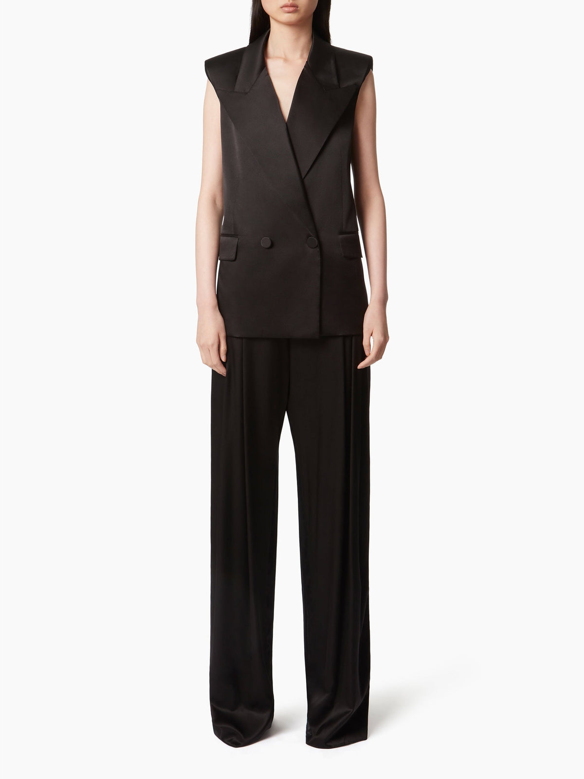 PANTALON À JAMBES LARGES PLISSÉES