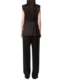 Pleated Wide-Leg Pants - Black