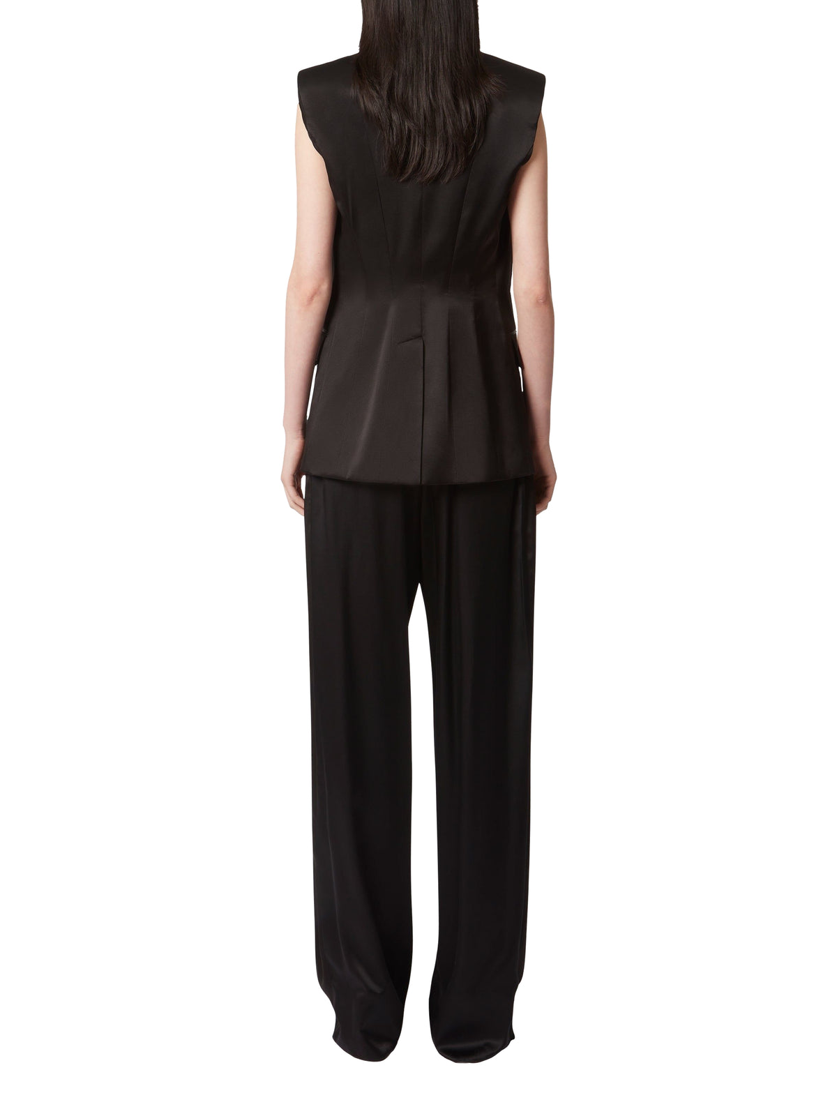 Pleated Wide-Leg Pants - Black