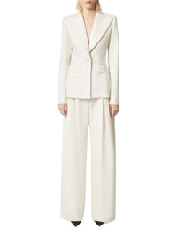 Pleated Wool Wide-Leg Pants - Beige