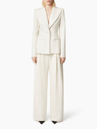 PANTALON LARGE PLISSÉ EN LAINE - Beige