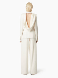 PANTALON LARGE PLISSÉ EN LAINE - Beige