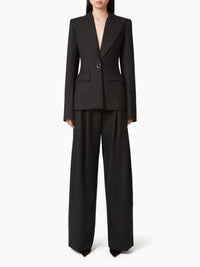 PANTALON LARGE PLISSÉ EN LAINE - Noir