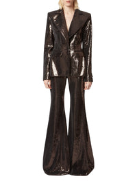 Pantalon évasé à paillettes - Noir