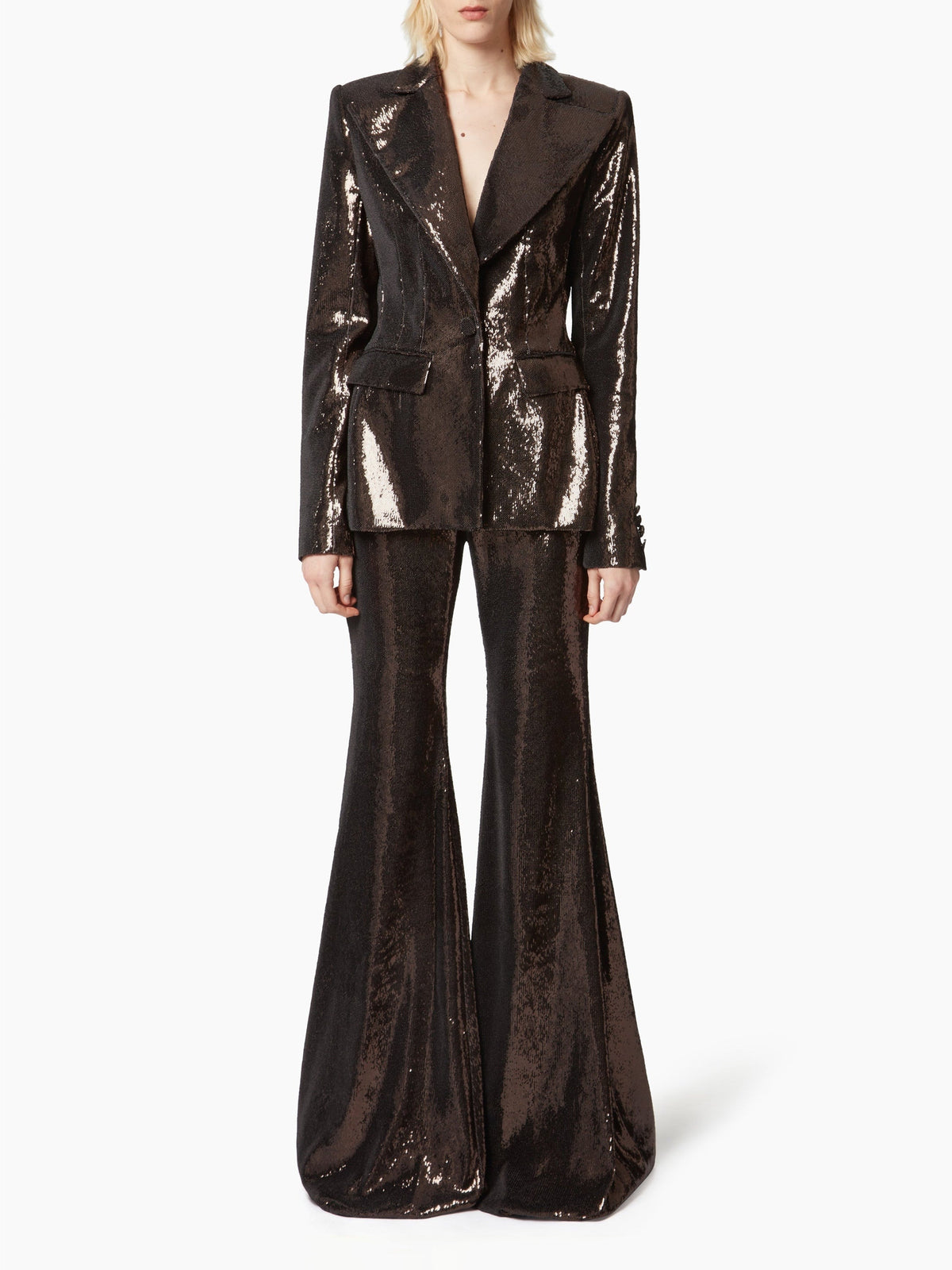 PANTALON ÉVASÉ À PAILLETTES - Noir