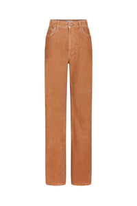 CAMEL FLARED DENIM TROUSERS