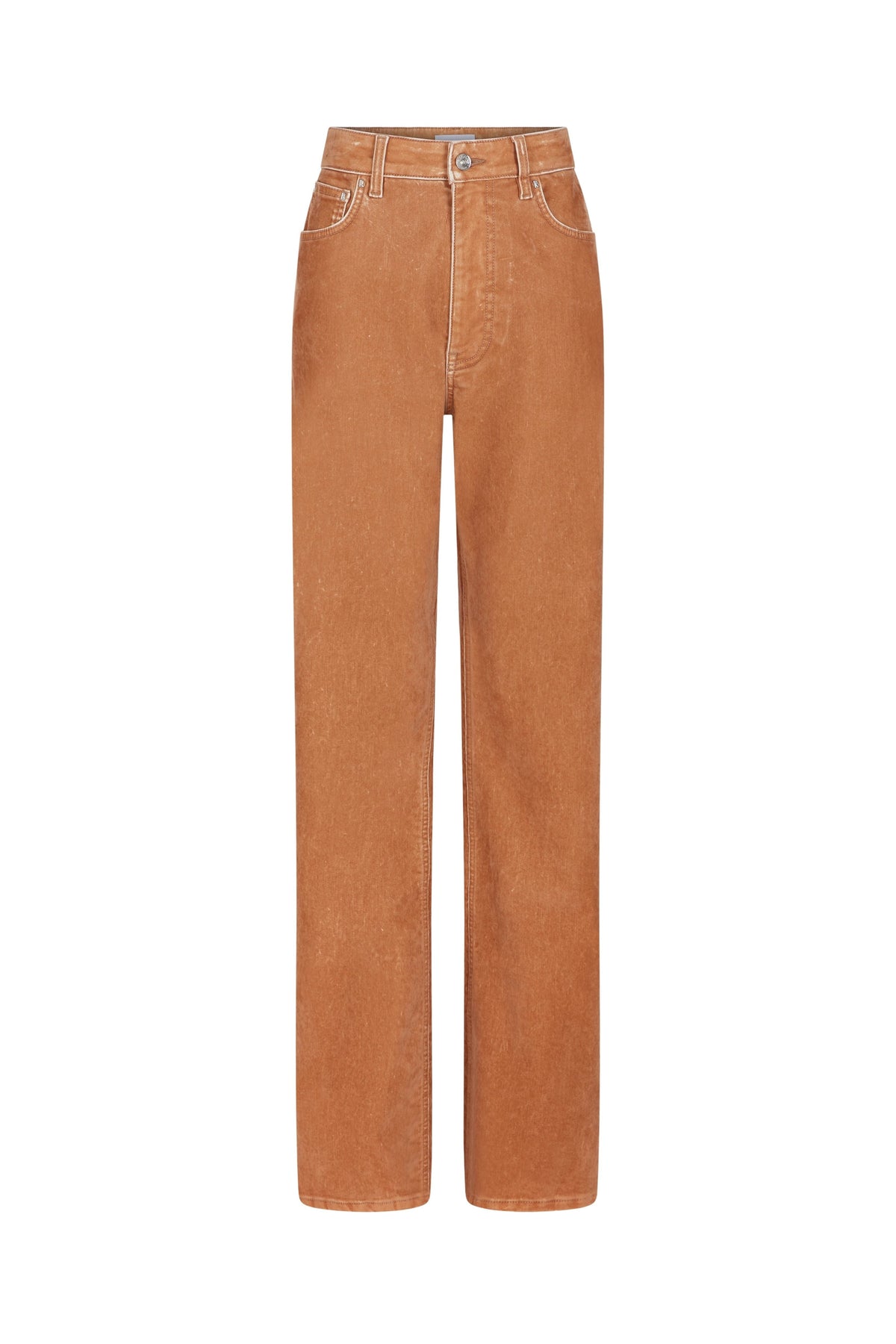 CAMEL FLARED DENIM TROUSERS