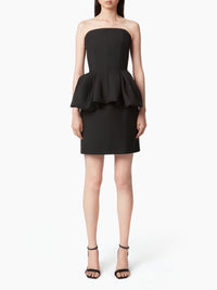 MINI-ROBE BUSTIER AVEC PEPLUM - Noir