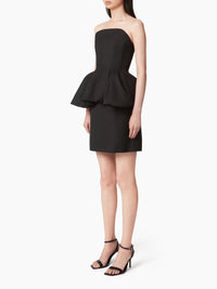 MINI-ROBE BUSTIER AVEC PEPLUM - Noir