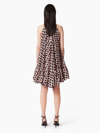 MINI-ROBE À COL HALTER AVEC PÉPLUM - Rose