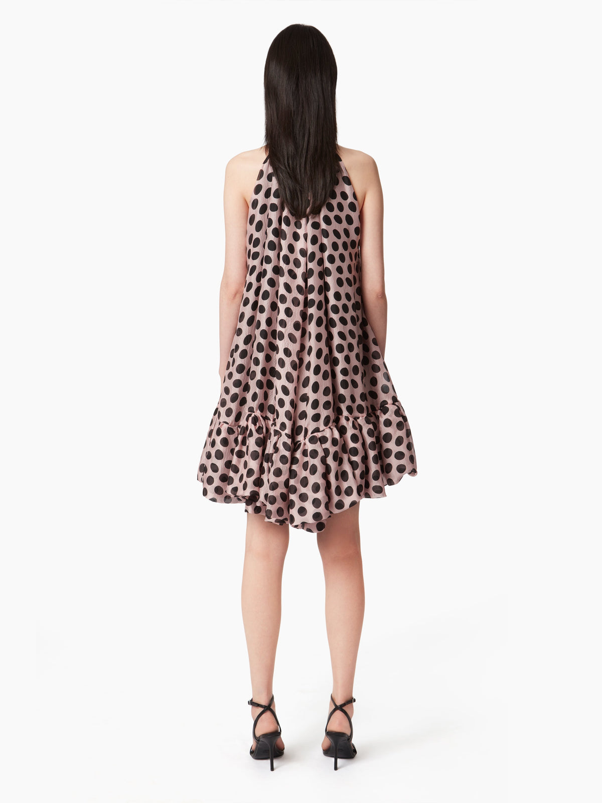 MINI-ROBE À COL HALTER AVEC PÉPLUM