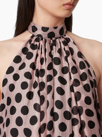 MINI-ROBE À COL HALTER AVEC PÉPLUM