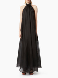 ROBE TRANSPARENTE FLUIDE À COL HALTER - Noir